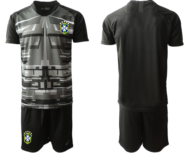 Men 2020-2021 Season National team Brazil goalkeeper black Soccer Jersey->customized soccer jersey->Custom Jersey